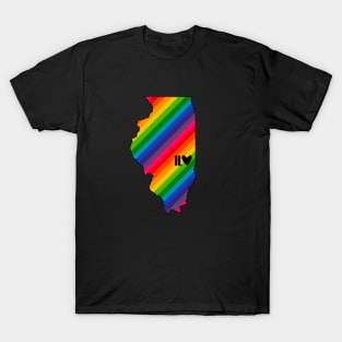 USA States: Illinois (rainbow) T-Shirt